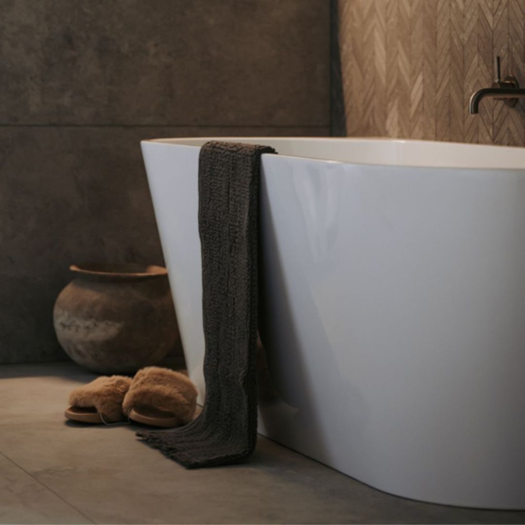 Baksana | Lisbon Double Bathmat | Available in colours Linen Slate and White image 4